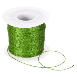 sourcing map Metallic Cord,1mmx100m Green Ornaments Strings Metallic Non Stretch Thread Tinsel Rope Christmas Ribbon for Gift Wrapping,Jewelry Making, DIY Crafts