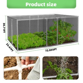 warmfarm 72 * 33 * 30 in Detachable Crop Cages for Garden, Plant Protection Tent with Garden Netting for Vegetables Fruits Flowers,Mesh Plant Covers for Outdoors (Black)