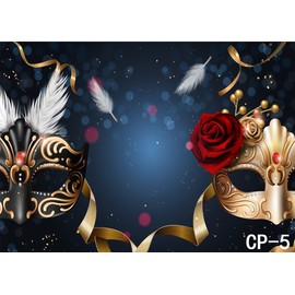 LYWYGG Birthday Party Thin Vinyl Photography Backdrop 7x5FT Masquerade Mysterious Photography Backdrop Photo Background Studio Prop for Wedding, Party, Newborn, Children, and Product Photography CP-5