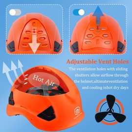 ABS Safety Helmet, Work Helmet, Protective Helmet, with Ventilation Holes and Adjustable Headband, EN 397 Approved Work Helmet, Lightweight Work Helmet for Safety and Protection (Orange)