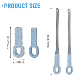 Ubitree Toe Cleaning Brush, 2pcs 15.7" Long Handle Toe Gap Cleaning Brush Shower Foot Scrubber with Replacement Brush Head, Soft Silicone Foot Toe Exfoliating Brush for Seniors, Elderly, Men, Women