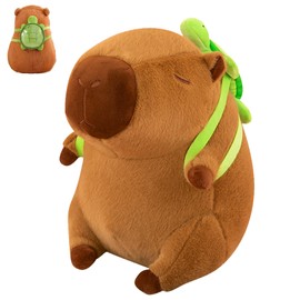 CWENDANER Capybara Plush Toy, Cute Capybara Cuddly Toy, Capybara Wearing Turtle, Plushie Stuffed Toy Gift for Children, Boys, Girls (25 cm)