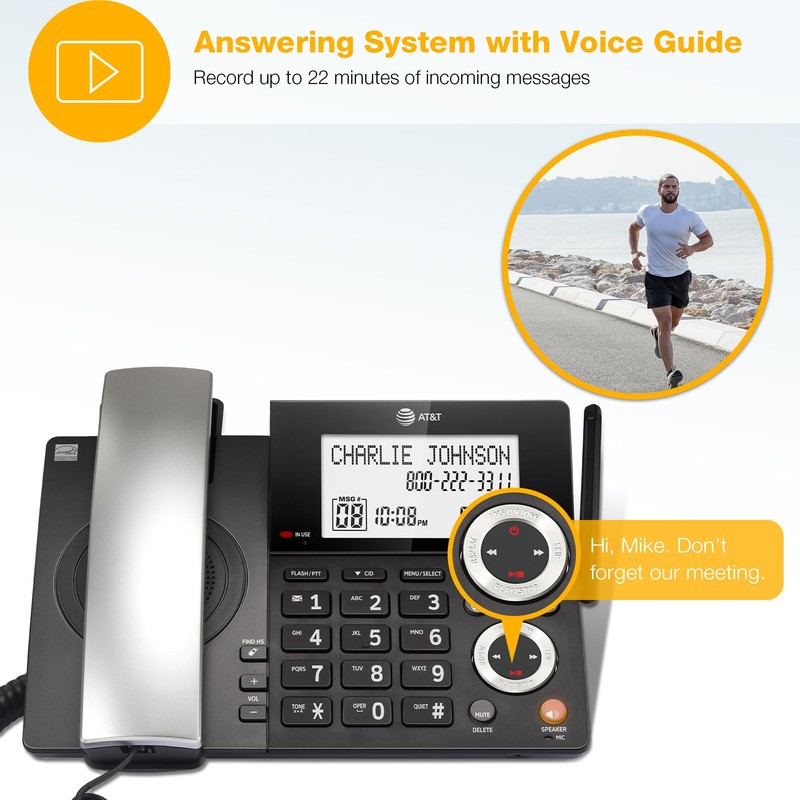 AT&T DECT 6.0 Corded/Cordless Home Phone with 1-Handset and Answering