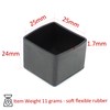 25mm (1") Square Rubber Feet Stoppers for Furniture Table Chair