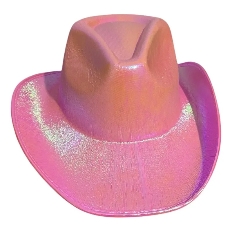 Sombrero Vaquero Rosa Neón Tornasol Texano Fiesta H /#~