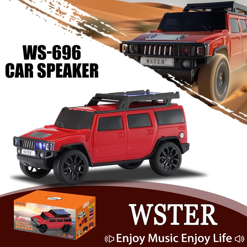 WSTER WS-696 Solar Off-Road SUV Bluetooth Speaker (Red)