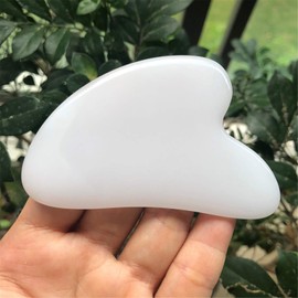 Ladeukoi White Jade Crystal Stone Gua Sha Massage Tool for Body Skin Face, Crystal Scratching Board for Spa Acupuncture Therapy Trigger Point Treatment