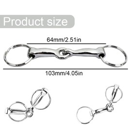 OUDQFCJ Horse Keychain for Horse Tack, Hobby Horse Bit, Zinc Alloy Single Connector, Horsebit Key Knot, Horse Accessories, silver