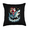 Santa Claus Riding Shark Men Boys Funny Christmas Shark Throw