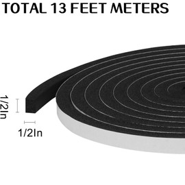 Storystore Foam Insulation Tape Self Adhesive, 1/2In x 1/2In x 13Ft Weather Stripping for Doors and Windows, Sound Proof Soundproofing Door Seal, Weatherstrip, Air Conditioning Seal Strip