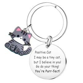 malyunin Inspirational Cat Keychain Gift For Cat Lovers Emotional Support Positive Cats Gifts For Women Cats Mom Dad Gift