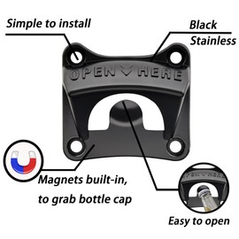 Luwanburg Black Magnetic Beer Bottle Opener Wall Mounted with Screws