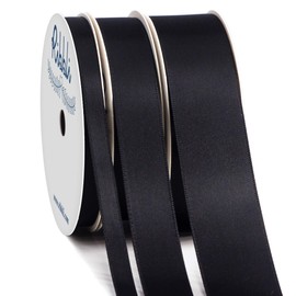 Ribbli 3 Rolls Double Faced Solid Satin Black Craft Ribbon,Total 30 Yards,(1/4 Inch x 10-Yard,5/8 Inch x 10-Yard,1 Inch x 10-Yard),Use for Bows Bouquet,Gift Wrapping