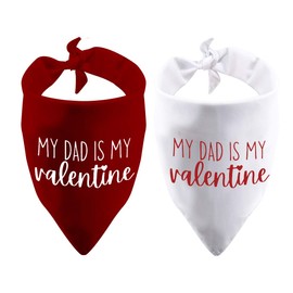 2 Pack My Mom/Dad is My Valentine Dog Bandana Valentine's Day Dog Bandana Gift (2 Pack Dad Valentine)
