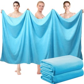 Mixweer 2 pcs Oversized Bath Towels, 40 x 80 Inch Giant Microfiber Jumbo Bath Towel Ultra Soft Bathroom Towels Microfiber Quick Dry Towel Absorbent Shower Towels for Spa Camping Beach (Lake Blue)
