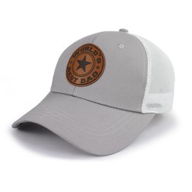 Dad Birthday Gift, Funny Fathers Day Baseball Cap Gifts from Daughter Son, Dad Hats for Men, Adjustable Cotton Embroidered Worlds Best Dad Trucker Hat Gray