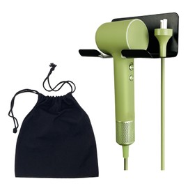 maobutte Universal Hair Dryer Holder and Bag, Blow Dryer Hanger Wall Mounted Adhesive, Hair Tool Organizer for Bathroom and Cabinet Door Home Decor