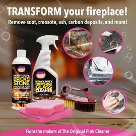 Quick ‘n Brite Fireplace Cleaning Kit – Includes 24oz Fireplace Glass Cleaner, 16 oz Gel Fireplace Cleaner, Scrub Brush, Sponge and Microfiber Towel