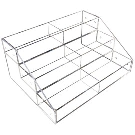 Clear Acrylic 3-Tier Organizer with 6 Equal Compartments – Countertop Display Rack for Candy, Cosmetics, Office Supplies & More – Multitiered Storage for Retail, Kitchen, or Home Use