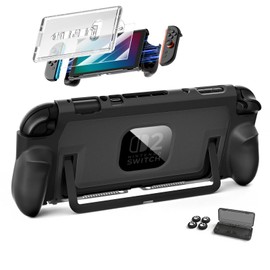 Switch 2 Grip Case, Dockable Protective Cover with Screen Protector