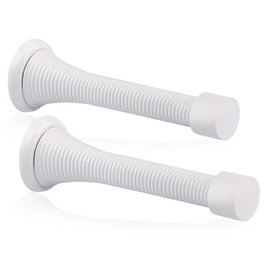 KOVOSCH 2 Pack Spring Door Stopper White - 3-1/4" Flexible Spring Door Stops with White Rubber Bumper Tips