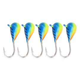 5 Pcs Ice Fishing Jigs Kit High Carbon Steel Ice Fishing Hooks Lures for Bass Perch Crappie Micro 5MM