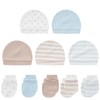 MAMIMAKA Newborn Baby Hats Mittens Set Cotton Beanie Caps and
