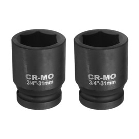 sourcing map 2Pcs 3/4-Inch Drive 12 Point Impact Socket 31mm Metric Spindle Axle Nut Socket Driver Wrench for Auto Repair Easy Removal