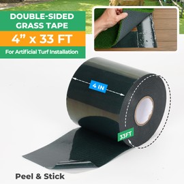 Valcora 4 Inch Double Sided Turf Tape for Artificial Grass with Self-Adhesive 2X Strength 500g, Double Sided Artificial Grass Tape for Patios Decks Indoor Floors 4" × 33ft (10.5cm × 10m)