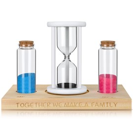 Arrowbash Sand Unity Ceremony Set for Wedding Includes 1 Hourglass 1 Wooden Wedding Tray 2 Glass Cylinder 2 Vibrantly Colored Sand Ceremony kit for Weddings Bridal Party