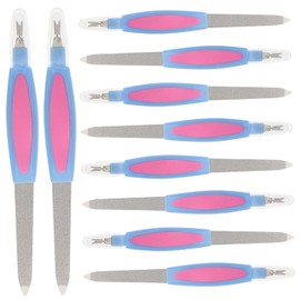 OATIPHO Stainless Steel Nail Files Tool Set 10pcs Double Sided Grit Nail Sanding Bands for Manicure