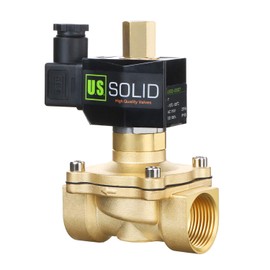 U.S. Solid 1" Brass Electric Solenoid Valve 12V DC NPT Normally Open Air Gas Non-potable Water Viton