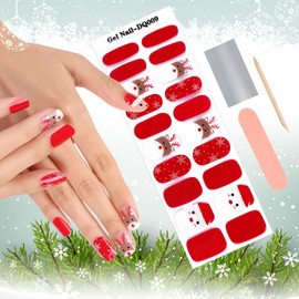 Kalolary Snowflake Gel Nail Strips, Winter Full Wraps Stickers, White Christmas Tree Real Gel Nail Polish Wraps New Year Nail Art Design for Women Girl