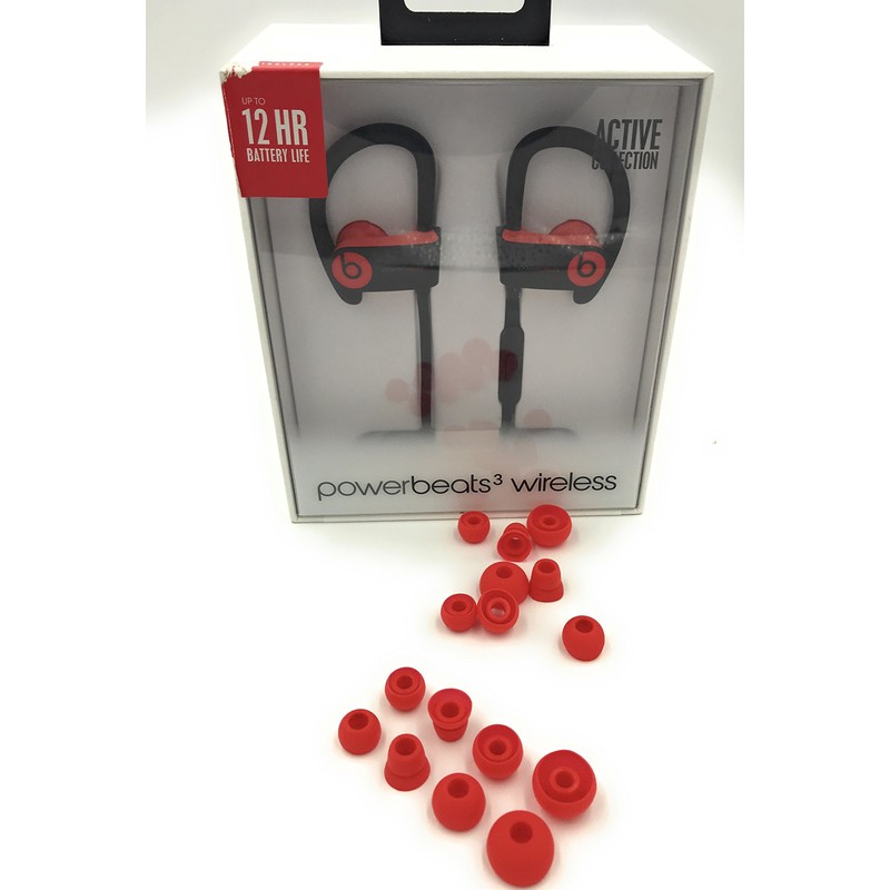 Red Replacement Earbud Tips for Beats Powerbeats3 Wireless Stereo Headphones