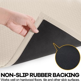 Hargiis Kitchen Rug, Rubber Non Slip Kitchen Rugs Washable, Absorbent Runner Mat for Floor, Machine Washable Standing Mats for in Front of Sink, Door, Laundry, Entryway, Hallway (Beige, 47" × 17.3")