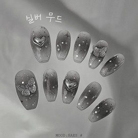 [M;H #] Silver Mood Handmade Nail Tips - Required to enter Owen Lake in delivery message / [M;H #] 실버 무드 수제네일팁 - 배송메세지에 필수로 오왼 호수 입력