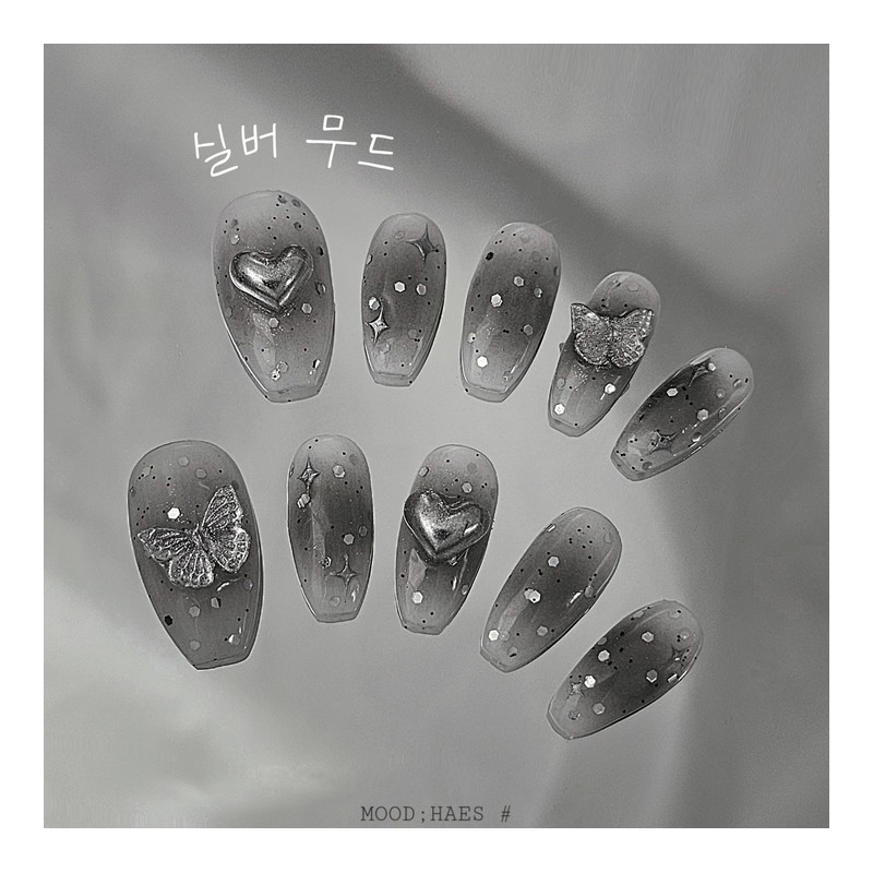 [M;H #] Silver Mood Handmade Nail Tips - Required to