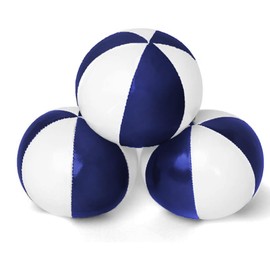 GloFX Juggling Balls [Pack of 3] for Beginners to Advanced Jugglers - No Bounce Design - Durable Weighted Juggle Ball Kit - 2 Layer Construction - Soft and Easy Juggling Kit - White & Blue