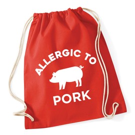 Hippowarehouse Allergic to Pork Drawstring Cotton School Gym Bag 37cm x 46cm, 12 litres