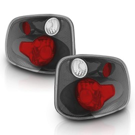AmeriLite for 2001-2003 Ford F-150 Flareside Euro Carbon Fiber Replacement Tail Lights Brake Lamp Pair - Passenger and Driver Side