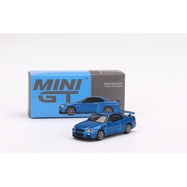 True Scale Miniatures Model Car Compatible with Nissan Skyline GT-R (R34) V-Spec II Bayside Blue Limited Edition 1/64 Diecast Model Car MGT00341
