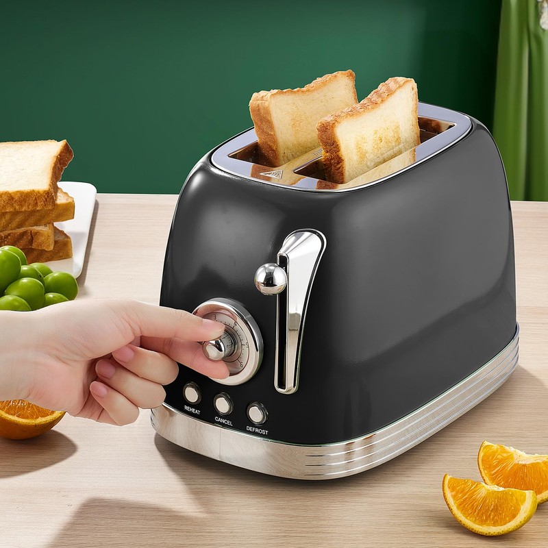 Wiltal Toaster 2 Slice, Retro Roaster, Bagel Toaster, With Stainless
