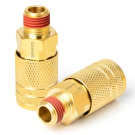 GASHER 2PCS 1/4-Inch Brass Male Industrial Coupler,1/4 Inch NPT Male Threads Size, Quick Connect Air Coupler