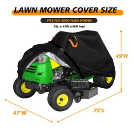 Aibiley Riding Lawn Mower Covers Waterproof Outdoor,Heavy Duty Anti-UV 600D Polyester Fabric, Fits up to 54" Decks Rider Ride-on Lawnmower Tractor Storage Cover,Buckle Straps -75"Lx47"Wx49"H
