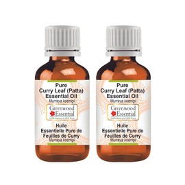 Greenwood Essential Pure Curry Leaf (Patta) Essential Oil (Murraya koenigii) Steam Distilled (Pack of Two) 100ml X 2 (6.76 oz)