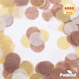 PMLAND Gift Wrapping Paper Table Confetti Circles 2.5 cm (1 Inch) 6000 pcs - Brown, Light Brown and White
