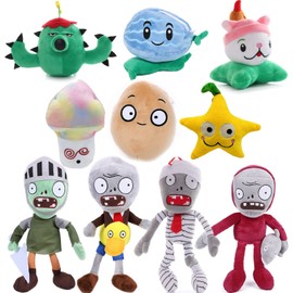 JHESAO - Juego de 10 plantas y zombies de peluche con zombis, 1 2 muñequitas de peluche de PVZ