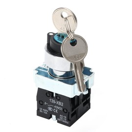 STARELO 22mm Key Switch 3 Position Maintained 2NO Latching Rotary Key Switch 10A 440V XB2-20Y/31.(3 Position Maintained)