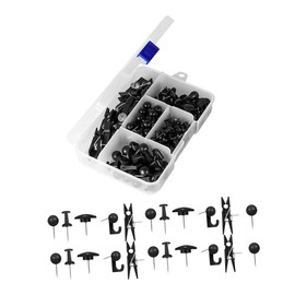 Operitacx 140-teiliges Set Reißzwecken-Clip-Set Stecknadeln Für Die Wand Reißzwecken Für Die Pinnwand Flache Reißnägel Thumbtacks Wandnägel Pushpin-stecker Office-datei-pin Black Plastik