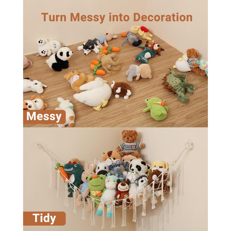 iKeelo Teddy Hammocks, Corner Toy Storage Net for Stuffed Animals,